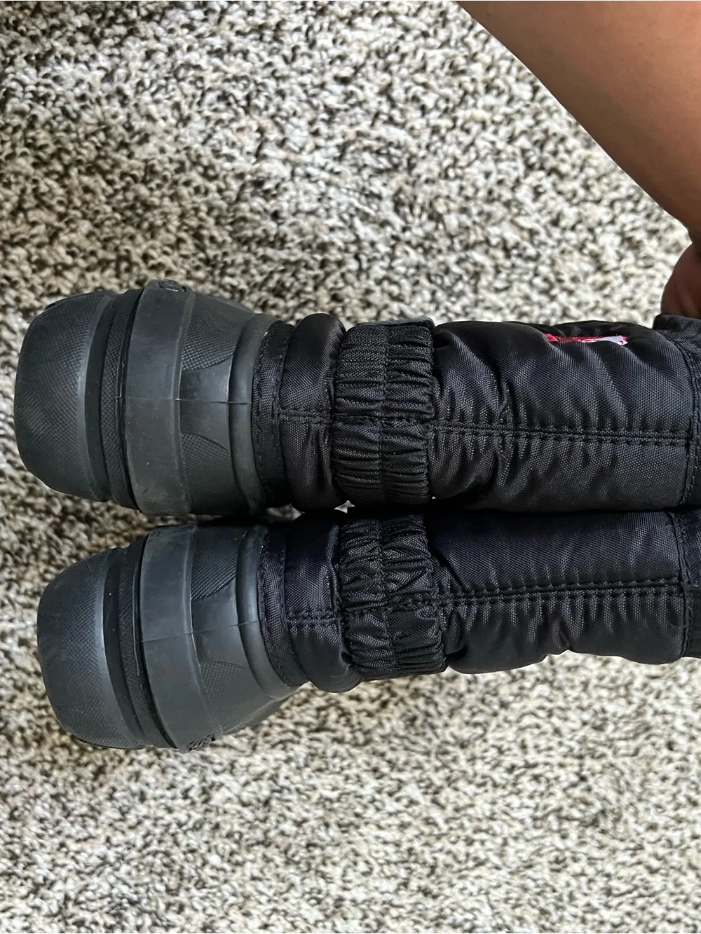 Sorel Black Kids Snow Boots with red Logo Accents size 10